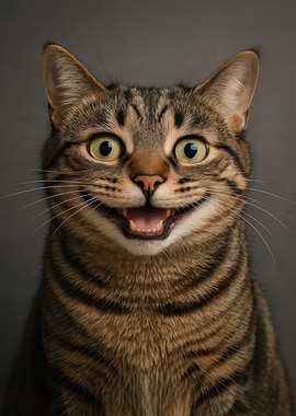 Smiling Tabby Cat Portrait