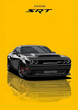 Dodge SRT Black Car Illustration