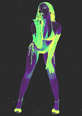 Neon Woman in Bikini and Gloves