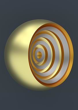 Abstract Golden Sphere with Concentric Rings