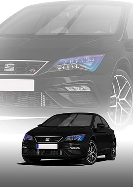 Black SEAT Leon Fr Illustration