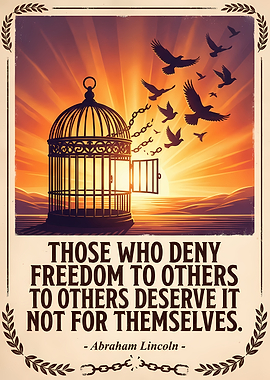 Freedom Poster with Birdcage and Quote