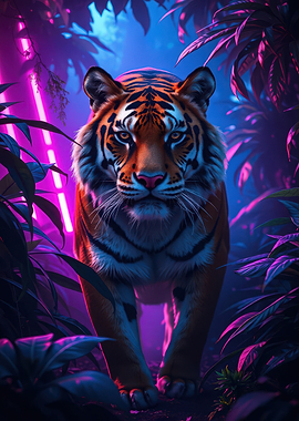 Neon Tiger in Jungle