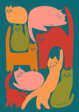 Colorful Cats Illustration