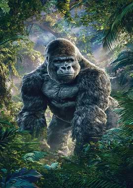 Majestic Gorilla in Lush Jungle