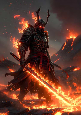 Fiery Samurai Warrior