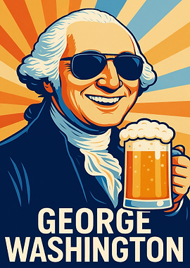 Cool George Washington with Beer