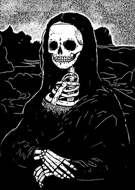 Mona Lisa Skeleton Black and White
