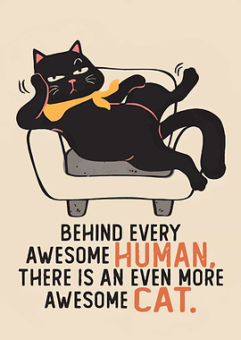 Awesome Cat on Couch Illustration