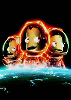 Kerbal Space Program Astronauts Over Earth