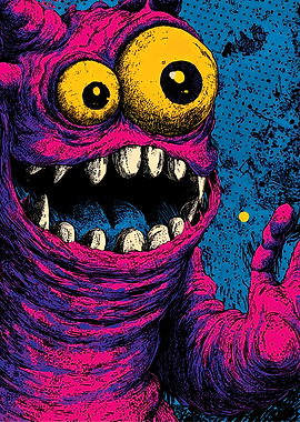 Cartoon Monster with Big Eyes