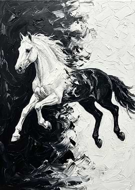 Black and White Horse Painting