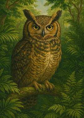Owl in the Forest Painting