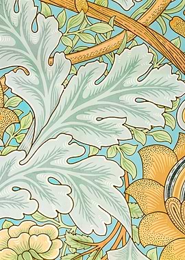 Floral Pattern with Leaves and Flowers, william morris art