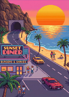 Sunset diner by the beach