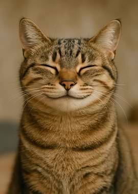 Smiling Tabby Cat Portrait