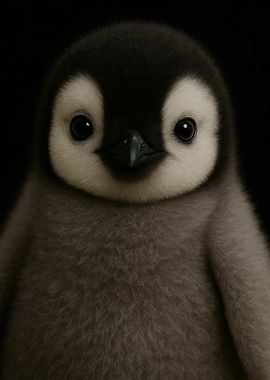 Adorable Emperor Penguin Chick Portrait