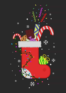 Christmas Stocking with Gifts and Candy