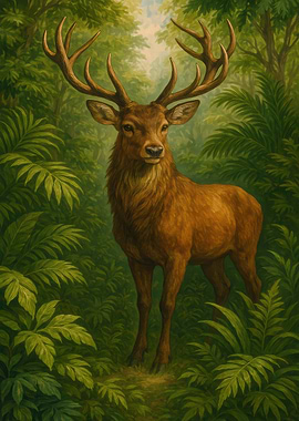 Majestic Deer in Lush Forest