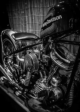 Harley-Davidson Motorcycle Black and White