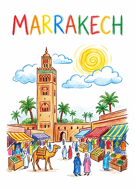 Marrakech Cityscape Illustration