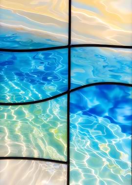 Abstract Ocean Stained Glass