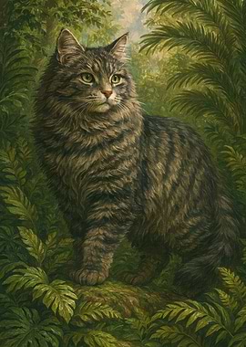 Majestic Cat in Lush Greenery