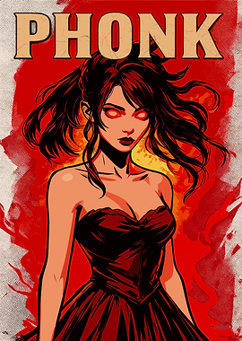 Phonk Girl in Red Dress