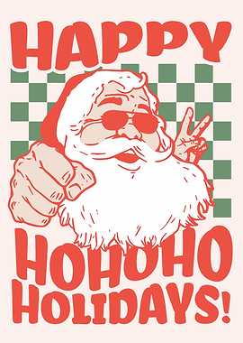 Cool Santa Happy Holidays Illustration