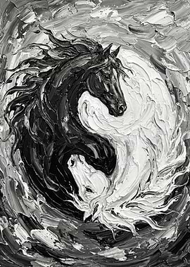 Yin Yang Horses Painting
