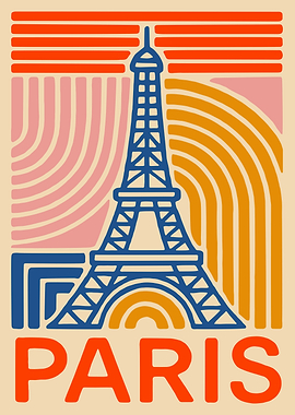 Paris Eiffel Tower Retro Art