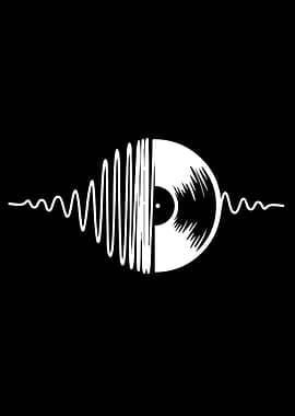 Vinyl Record Waveform Black and White