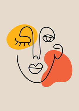 Abstract Face Line Art