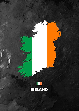 Ireland Map with Flag Colors