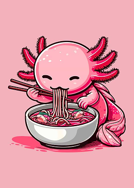 Axolotl Eating Ramen