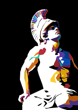 Colorful Spartan Warrior Digital Art