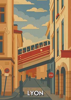 Lyon Cityscape with Funicular