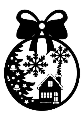 Christmas Ornament Silhouette with Winter Scene
