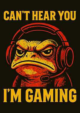 Angry Frog Gamer Poster Cant Hear You Im Gaming Funny Gaming Wall Art Print