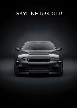 Skyline R34 GTR Front poster