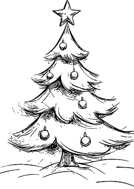 Christmas Tree Sketch with Ornaments