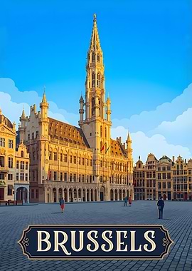 Brussels Grand Place Travel Poster