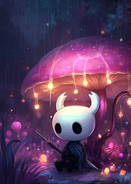 Hollow Knight Under Glowing Mushroom
