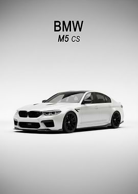 White BMW M5 CS poster