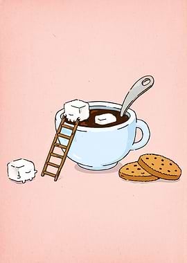 Sugar Cubes and Coffee Cartoon