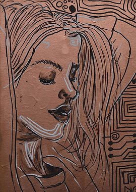 Copper Portrait with Abstract Background