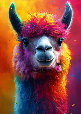 Colorful Llama Portrait