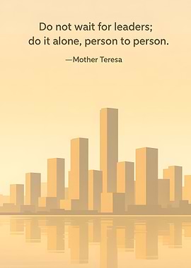 Inspirational Quote with Cityscape Reflection