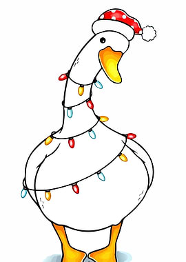 Festive Goose with Christmas Lights