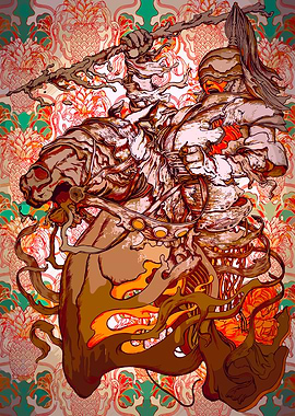 Armored Knight on Horseback Illustration